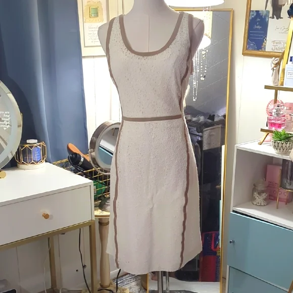 Michael Kors Dresses Michael Kors White And Brown Midi Dress